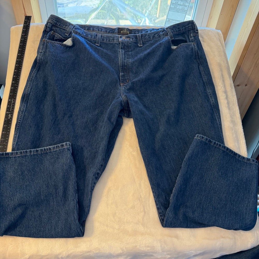 RedHead Mens Relaxed Fit Jeans 50x32 Blue Denim Straight Leg Bass Pro 9048-DS